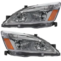 Driver and Passenger Side Headlight For Honda Accord 2003-2007 Halogen With Bulbs