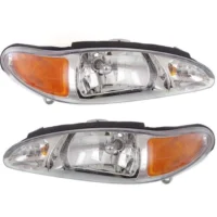 Driver and Passenger Side Headlights For Ford Escort 1997-2002 Halogen With Bulbs